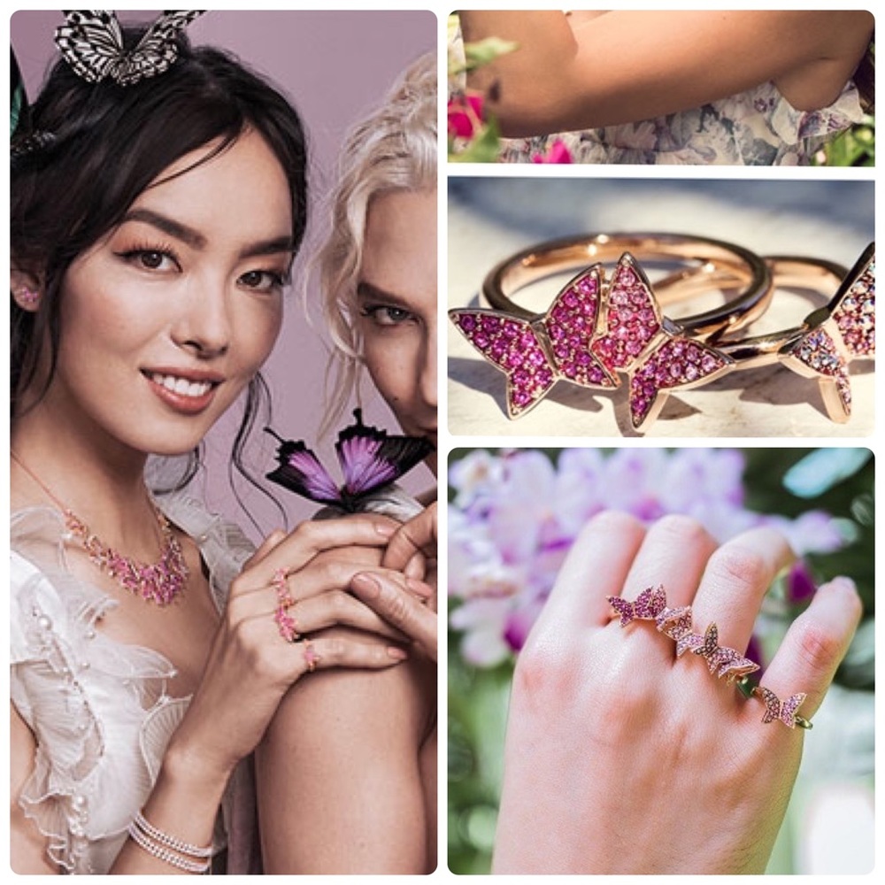 Swarovski Lilia Butterfly Stack Ring Set - Size 8